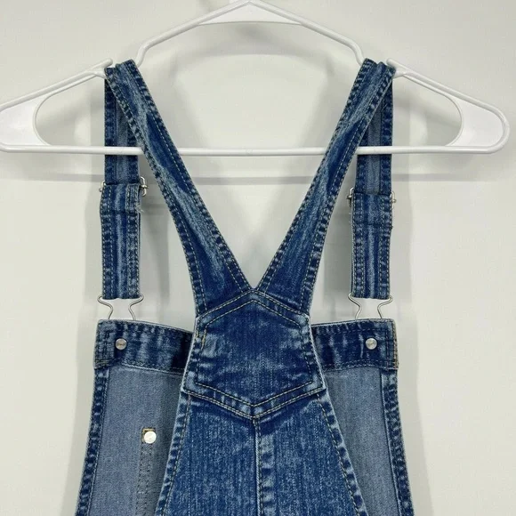 No Boundaries Denim Shortalls Cuffed Overalls Relax Fit - Picture 8 of 12